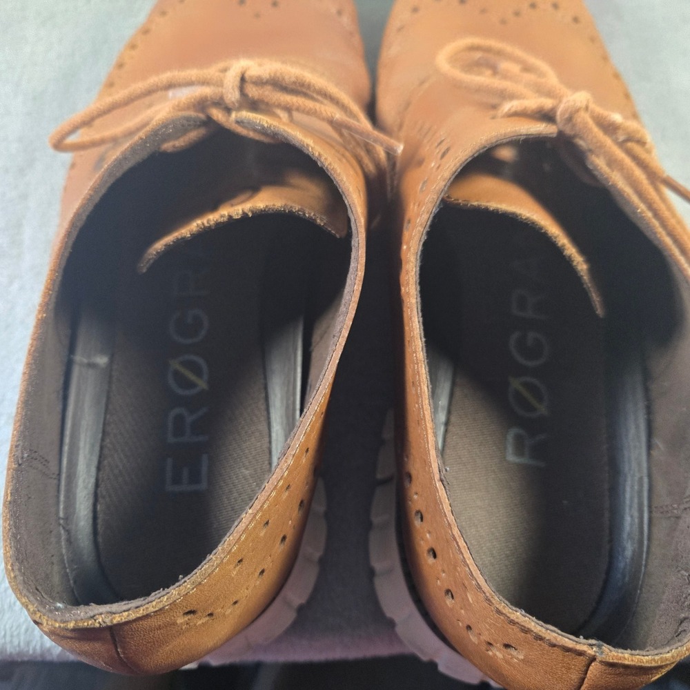 Cole Haan Zerogrand Wingtip Oxford British Tan Leather Shoes C14493 Mens 12M - Picture 7 of 8